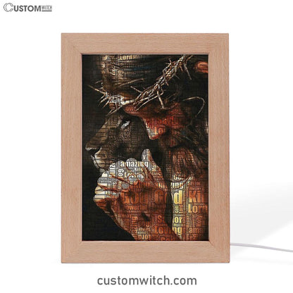 God King Loving Jesus & Lion Frame Lamp Art - Jesus Frame Lamp Pictures - Christian Night Light