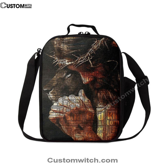 God King Loving Jesus & Lion Lunch Bag, Christian Lunch Bag, Religious Lunch Box For School, Picnic