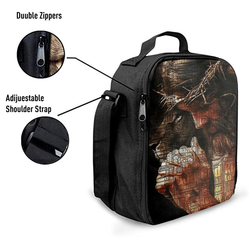 God King Loving Jesus & Lion Lunch Bag, Christian Lunch Bag, Religious Lunch Box For School, Picnic