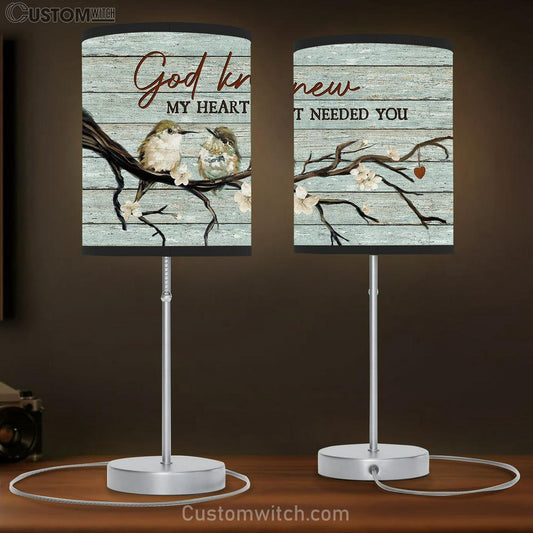 God Knew My Heart Needed You Baby Hummingbirds White Jasmine Table Lamb Gift - Bible Verse Table Lamb - Religious Bedroom Decor