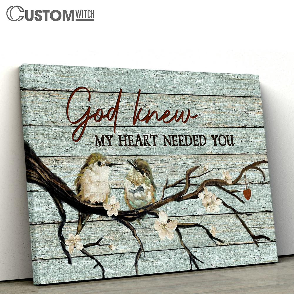 God Knew My Heart Needed You Baby Hummingbirds White Jasmine Canvas Wall Art - Bible Verse Canvas - Religious Prints