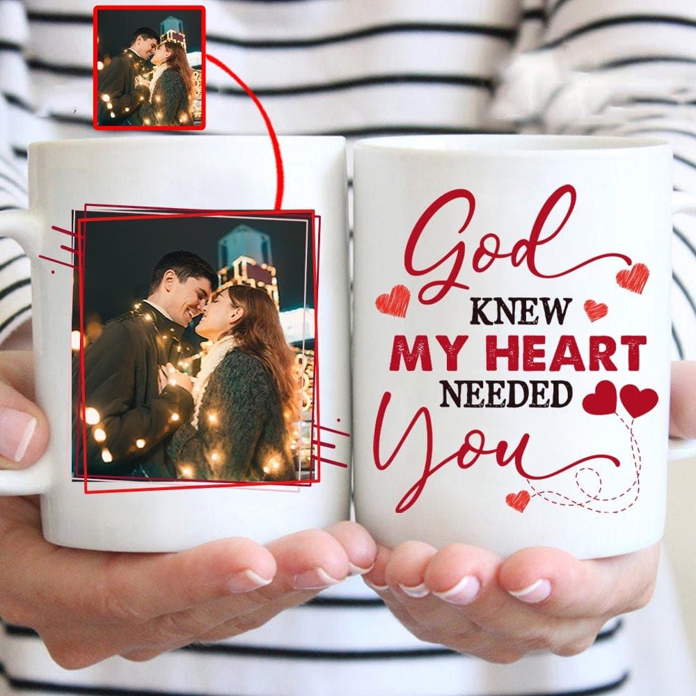 God Knew My Heart Needed You Custom Photo Coffee Mug, Personalized Christian Gifts, Christian Mug, Bible Mug, Faith Gift, Encouragement Gift