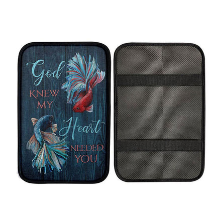 God Knew My Heart Needed You Fish Car Center Console Cover, Religious Car Interior Accessories
