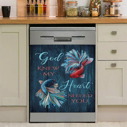 God Knew My Heart Needed You Fish Dishwasher Cover, Bible Verse Dishwasher Stickers, Inspirational Kitchen Decor