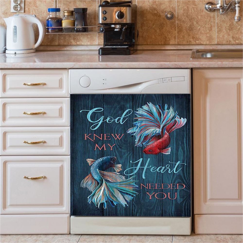 God Knew My Heart Needed You Fish Dishwasher Cover, Bible Verse Dishwasher Stickers, Inspirational Kitchen Decor