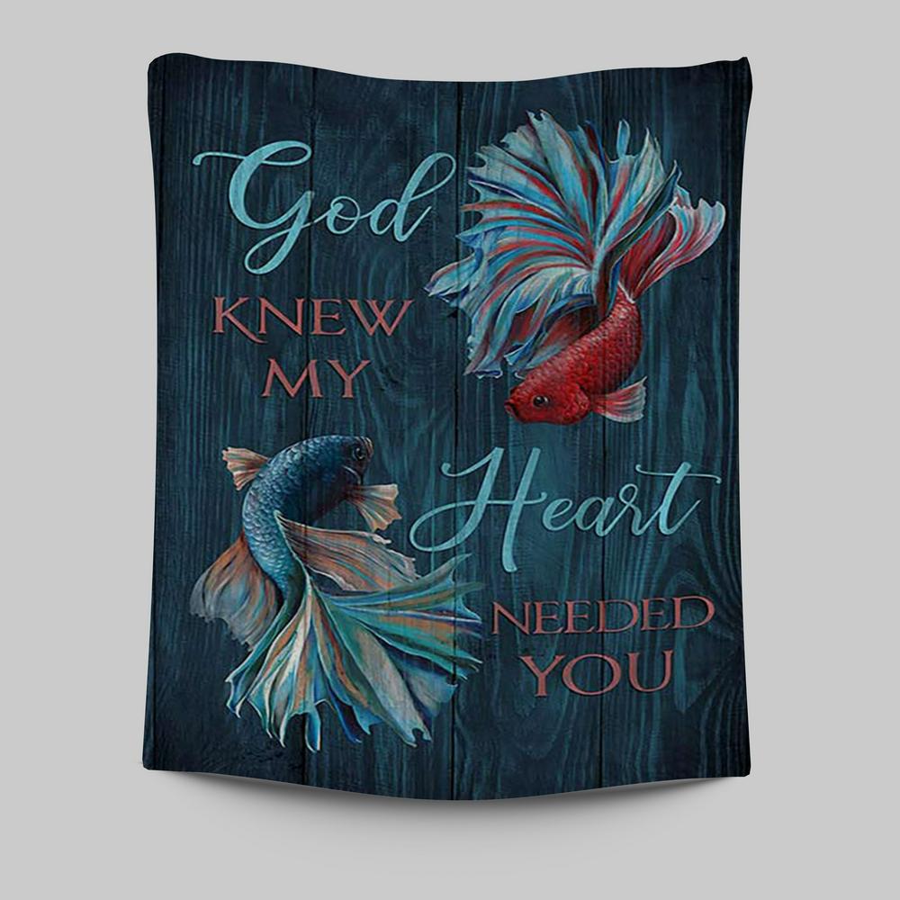 God Knew My Heart Needed You Fish Tapestry Wall Art - Bible Verse Tapestry Art - Inspirational Art -  Christian Indoor Wall Tapestries
