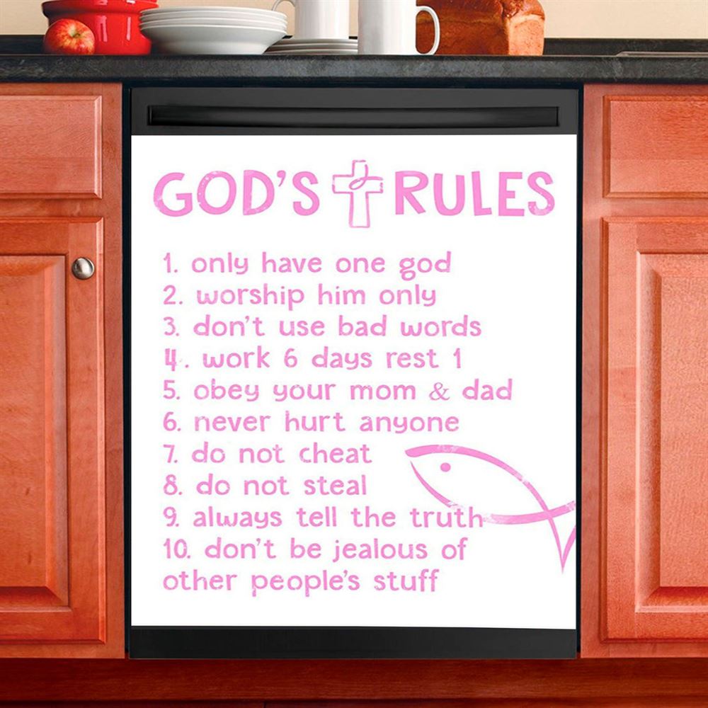 God, Lion And Lamb Dishwasher Cover, Christian Dishwasher Stickers, Religious Kitchen Decor