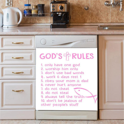 God, Lion And Lamb Dishwasher Cover, Christian Dishwasher Stickers, Religious Kitchen Decor