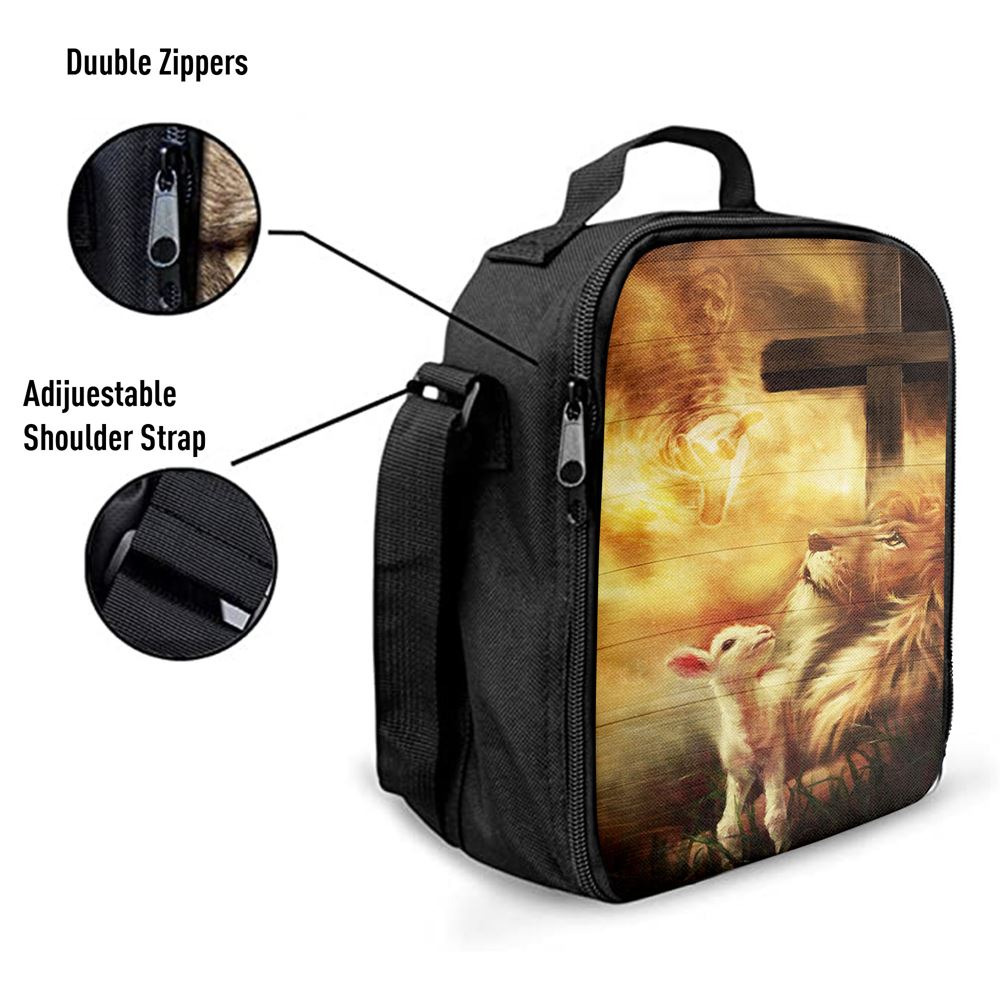 God, Lion And Lamb Lunch Bag, Christian Lunch Bag, Religious Lunch Box For School, Picnic