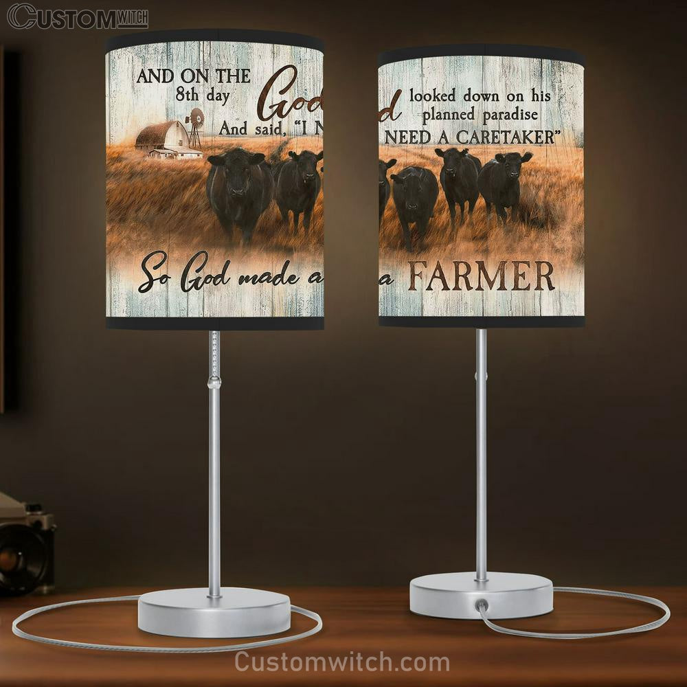God Looked Down On His Planned Paradise Aberdeen Angus Tranquil Farm Table Lamb Gift - Bible Verse Table Lamb - Religious Bedroom Decor