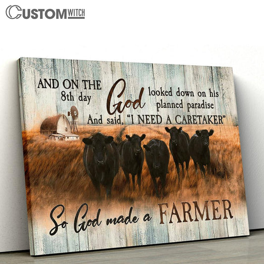 God Looked Down On His Planned Paradise Aberdeen Angus Tranquil Farm Canvas Wall Art - Bible Verse Canvas - Religious Prints