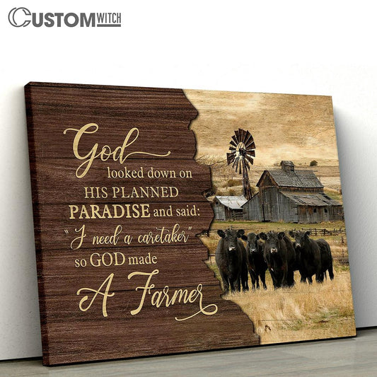 God Looked Down On His Planned Paradise Special Aberdeen Angus Old Barn Custom Canvas Wall Art - Bible Verse Canvas - Religious Prints
