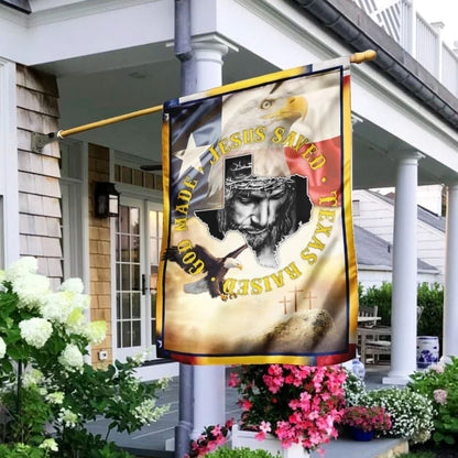 God Made Jesus Saved Texas Raised Flag, Outdoor Christian House Flag, Christian Flag, Scripture Flag, Garden Banner