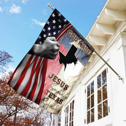 God Made Jesus Saved Texas Raised Garden Flag, Christian Flag, Scripture Flag, Garden Banner