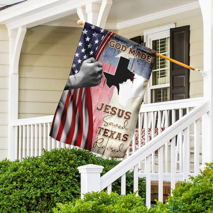 God Made Jesus Saved Texas Raised Garden Flag, Christian Flag, Scripture Flag, Garden Banner