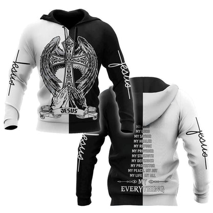 God My Everything Christian Jesus And Cross Printed Design God 3D Hoodie For Man And Women, Jesus Printed 3D Hoodie