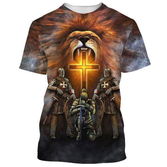 God Religion Christ Jesus With Lion All Over Print 3D T-Shirt, Gift For Christian, Jesus Shirt