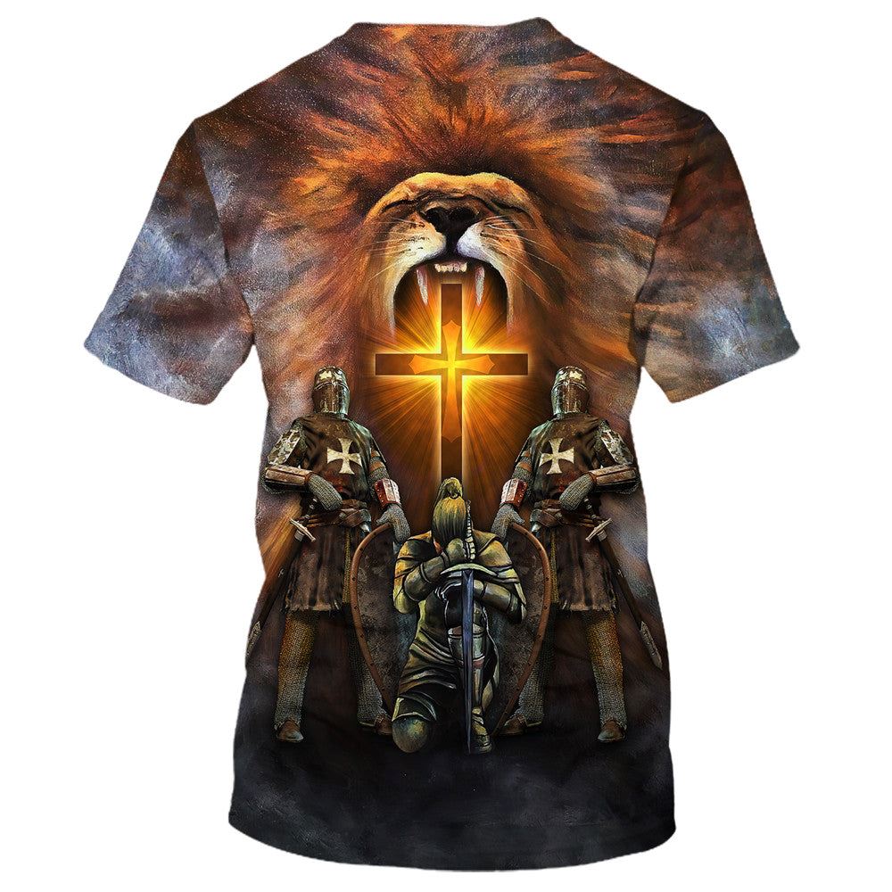 God Religion Christ Jesus With Lion All Over Print 3D T-Shirt, Gift For Christian, Jesus Shirt