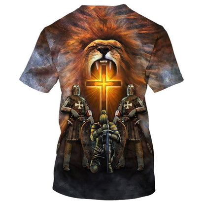 God Religion Christ Jesus With Lion All Over Print 3D T-Shirt, Gift For Christian, Jesus Shirt