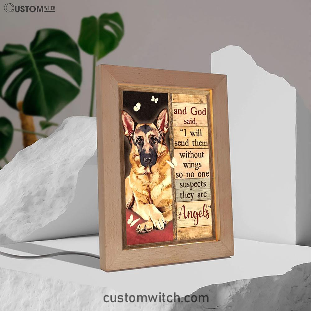 God Said I Will Send Them Without Wings So No One Suspects They Are Angels Frame Lamp Art - Christian Art Decor - Religious Gifts Night Light