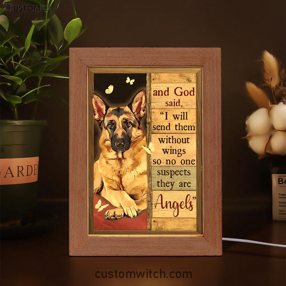 God Said I Will Send Them Without Wings So No One Suspects They Are Angels Frame Lamp Art - Christian Art Decor - Religious Gifts Night Light