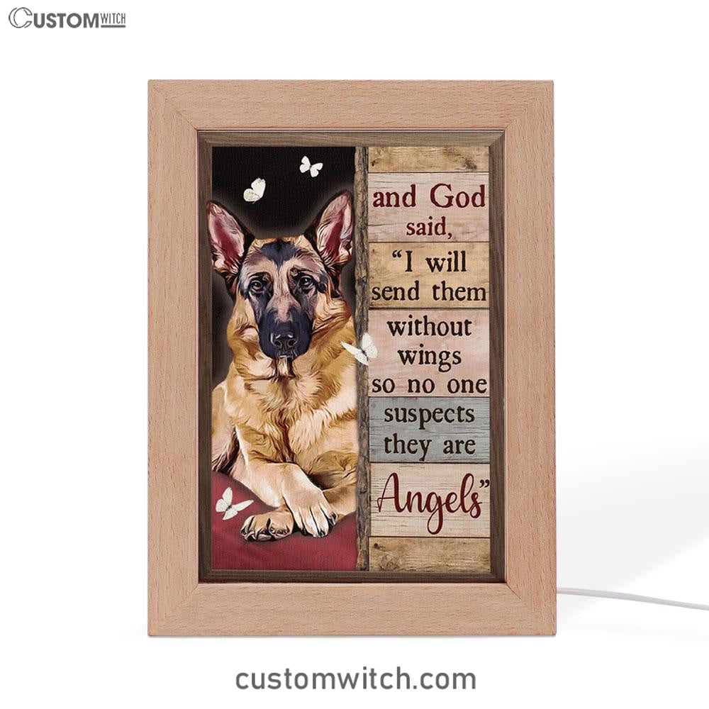 God Said I Will Send Them Without Wings So No One Suspects They Are Angels Frame Lamp Art - Christian Art Decor - Religious Gifts Night Light