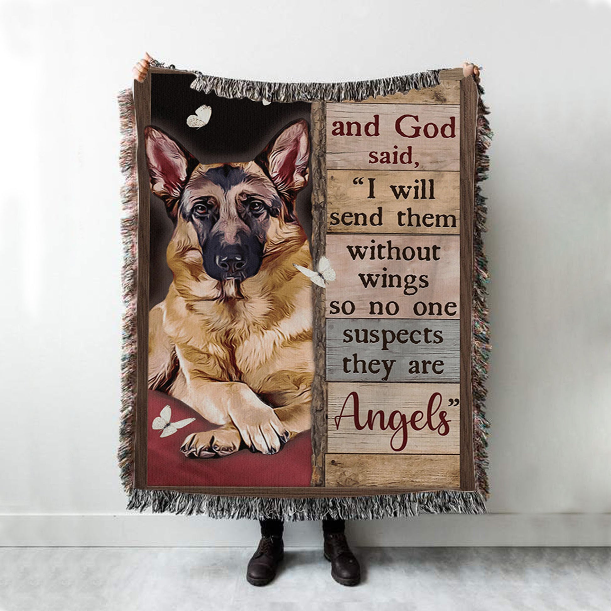 God Said I Will Send Them Without Wings So No One Suspects They Are Angels Woven Blanket Wall Art - Christian Wall Art Decor - Religious Woven Blanket Prints