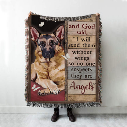 God Said I Will Send Them Without Wings So No One Suspects They Are Angels Woven Blanket Wall Art - Christian Wall Art Decor - Religious Woven Blanket Prints