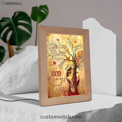 God Say You Are Beautiful Girl Red Cardinal Frame Lamp - Christian Art - Religious Home Decor