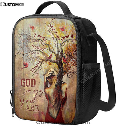 God Say You Are Beautiful Girl Red Cardinal Lunch Bag, Christian Lunch Bag, Religious Lunch Box For School, Picnic