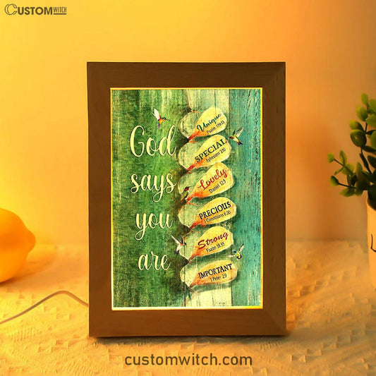 God Say You Are Hummingbirds Cactus Frame Lamp Art - Bible Verse Art - Christian Inspirational Decor