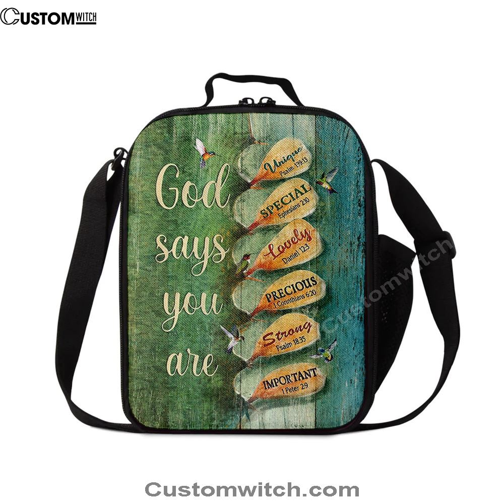 God Say You Are Hummingbirds Cactus Lunch Bag, Christian Lunch Bag, Religious Lunch Box For School, Picnic