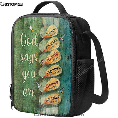 God Say You Are Hummingbirds Cactus Lunch Bag, Christian Lunch Bag, Religious Lunch Box For School, Picnic