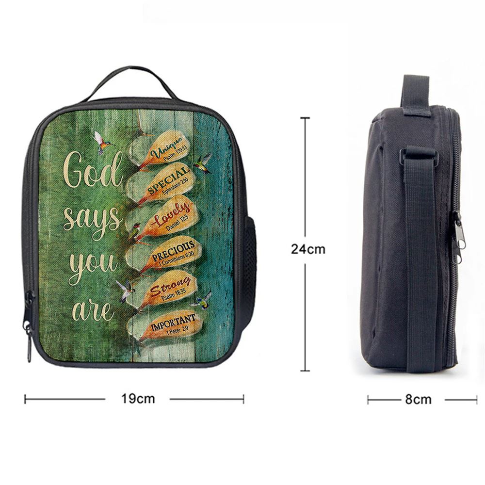 God Say You Are Hummingbirds Cactus Lunch Bag, Christian Lunch Bag, Religious Lunch Box For School, Picnic