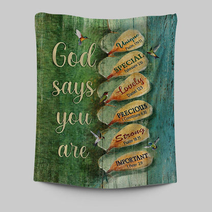 God Say You Are Hummingbirds Cactus Tapestry Art - Bible Verse Wall Art - Christian Inspirational Wall Decor
