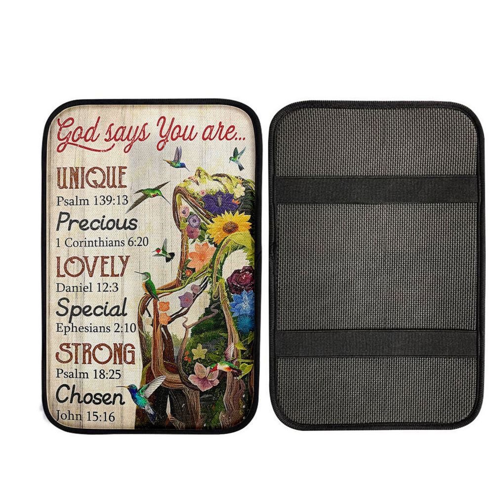 God Say You Are Natural Woman Car Center Console Cover, Christian Car Accessories