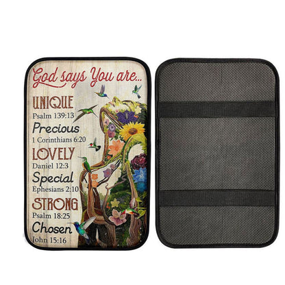 God Say You Are Natural Woman Car Center Console Cover, Christian Car Accessories