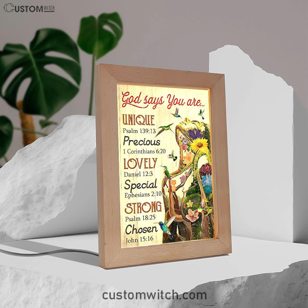 God Say You Are Natural Woman Frame Lamp Art - Christian Frame Lamp - Religious Gifts Night Light