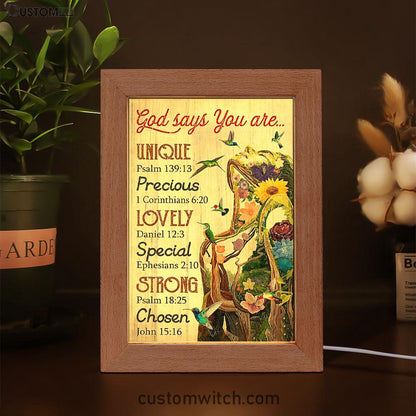 God Say You Are Natural Woman Frame Lamp Art - Christian Frame Lamp - Religious Gifts Night Light