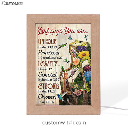 God Say You Are Natural Woman Frame Lamp Art - Christian Frame Lamp - Religious Gifts Night Light