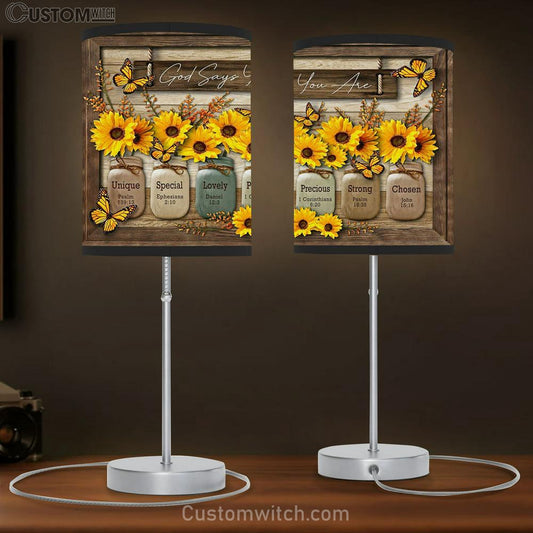 God Say You Are Sunflower Table Lamb Gift - Christian Wall Table Lamb - Scripture Table Lamb Prints