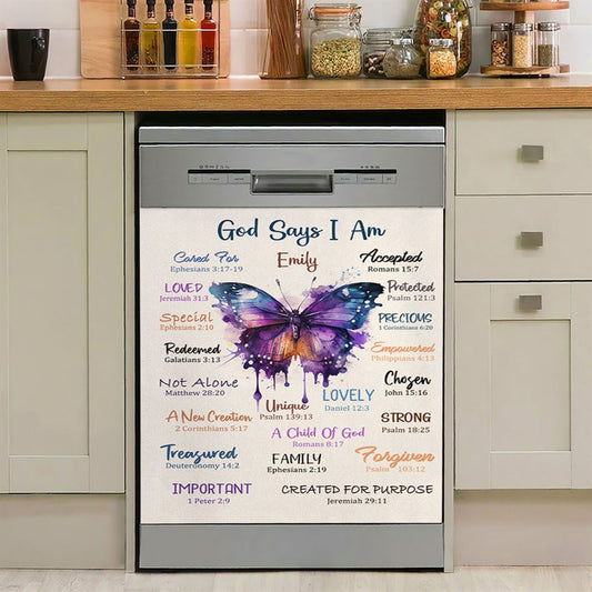 God Says About You Personalized Dishwasher Cover, Christian Dishwasher Stickers, Bible Verse Gift For Women Of God