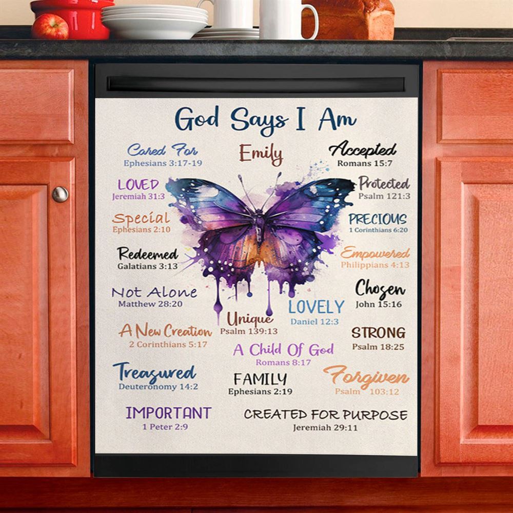 God Says About You Personalized Dishwasher Cover, Christian Dishwasher Stickers, Bible Verse Gift For Women Of God