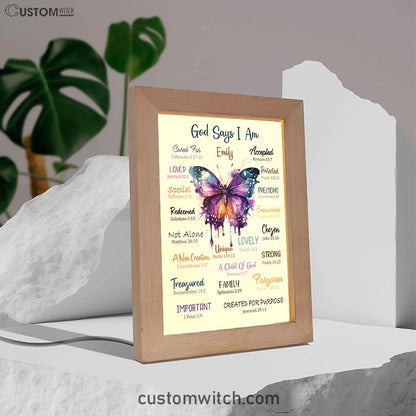God Says About You Personalized Frame Lamp Art - Christian Night Light - Bible Verse Gift For Women Of God