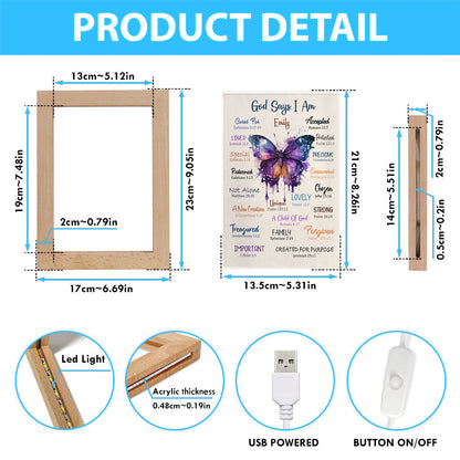 God Says About You Personalized Frame Lamp Art - Christian Night Light - Bible Verse Gift For Women Of God