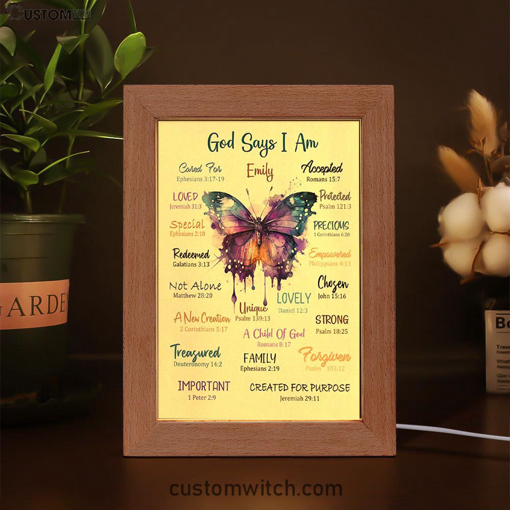 God Says About You Personalized Frame Lamp Art - Christian Night Light - Bible Verse Gift For Women Of God