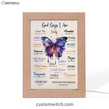 God Says About You Personalized Frame Lamp Art - Christian Night Light - Bible Verse Gift For Women Of God