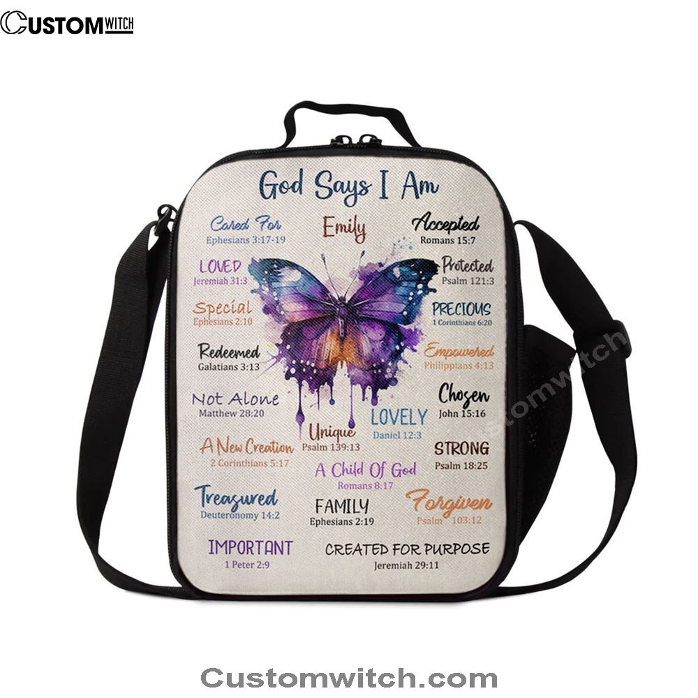 God Says About You Personalized Lunch Bag, Bible Verse Gift For Women Of God, Christian Lunch Bag, Religious Lunch Box For School, Picnic