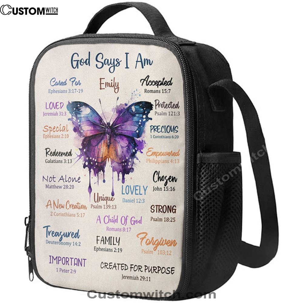 God Says About You Personalized Lunch Bag, Bible Verse Gift For Women Of God, Christian Lunch Bag, Religious Lunch Box For School, Picnic