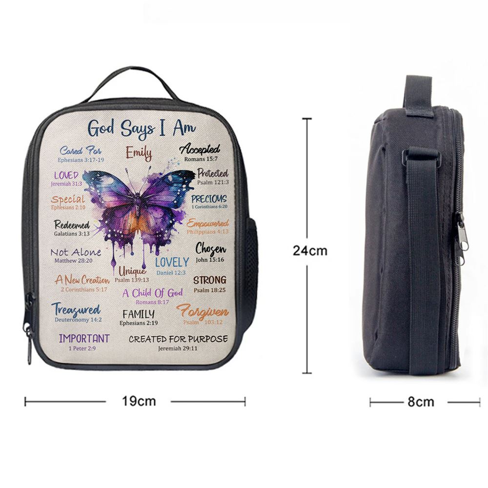 God Says About You Personalized Lunch Bag, Bible Verse Gift For Women Of God, Christian Lunch Bag, Religious Lunch Box For School, Picnic